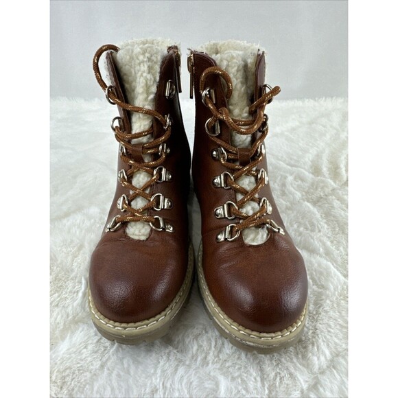 Sophie17 Girls’ Sz 2 Brown Boots, Fleece trim - Picture 4 of 6